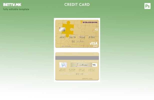 Шаблон за виза за дебитна картичка во модерен стил Либан Библос банка